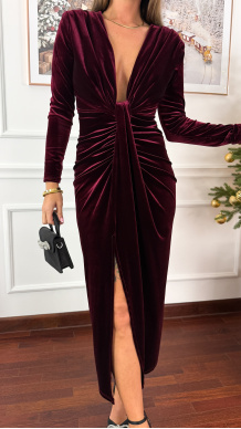 Welurowa sukienka Georgia burgudnowa