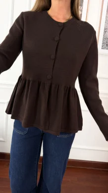 Kardigan z baskinką Noelle czekoladowy