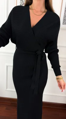 Prążkowana sukienka Alice czarna