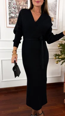 Prążkowana sukienka Alice czarna