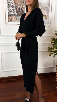 Prążkowana sukienka Alice czarna