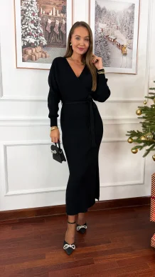 Prążkowana sukienka Alice czarna