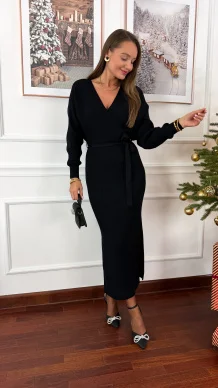 Prążkowana sukienka Alice czarna