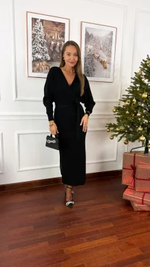 Prążkowana sukienka Alice czarna