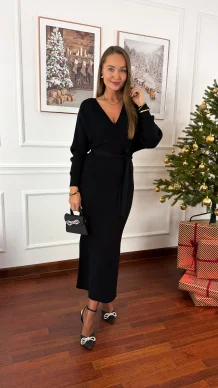 Prążkowana sukienka Alice czarna