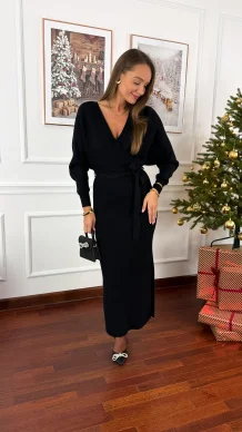 Prążkowana sukienka Alice czarna