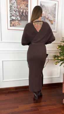 Prążkowana sukienka Alice brązowa