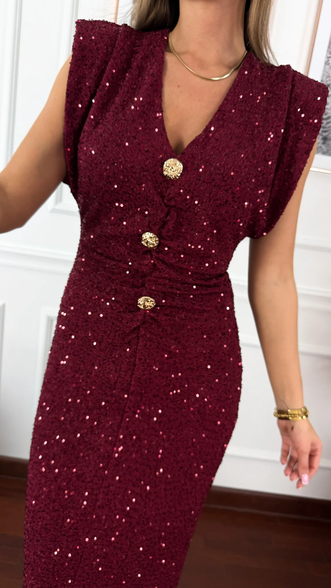 Cekinowa sukienka Merry bordowa