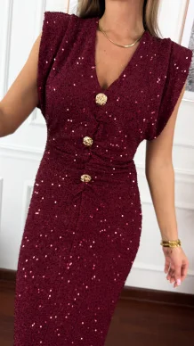 Cekinowa sukienka Merry bordowa
