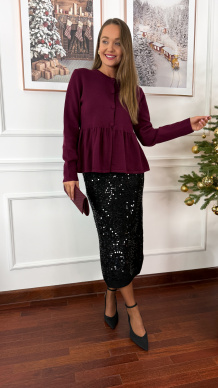 Dzianinowa spódnica z cekinami Charm czarna