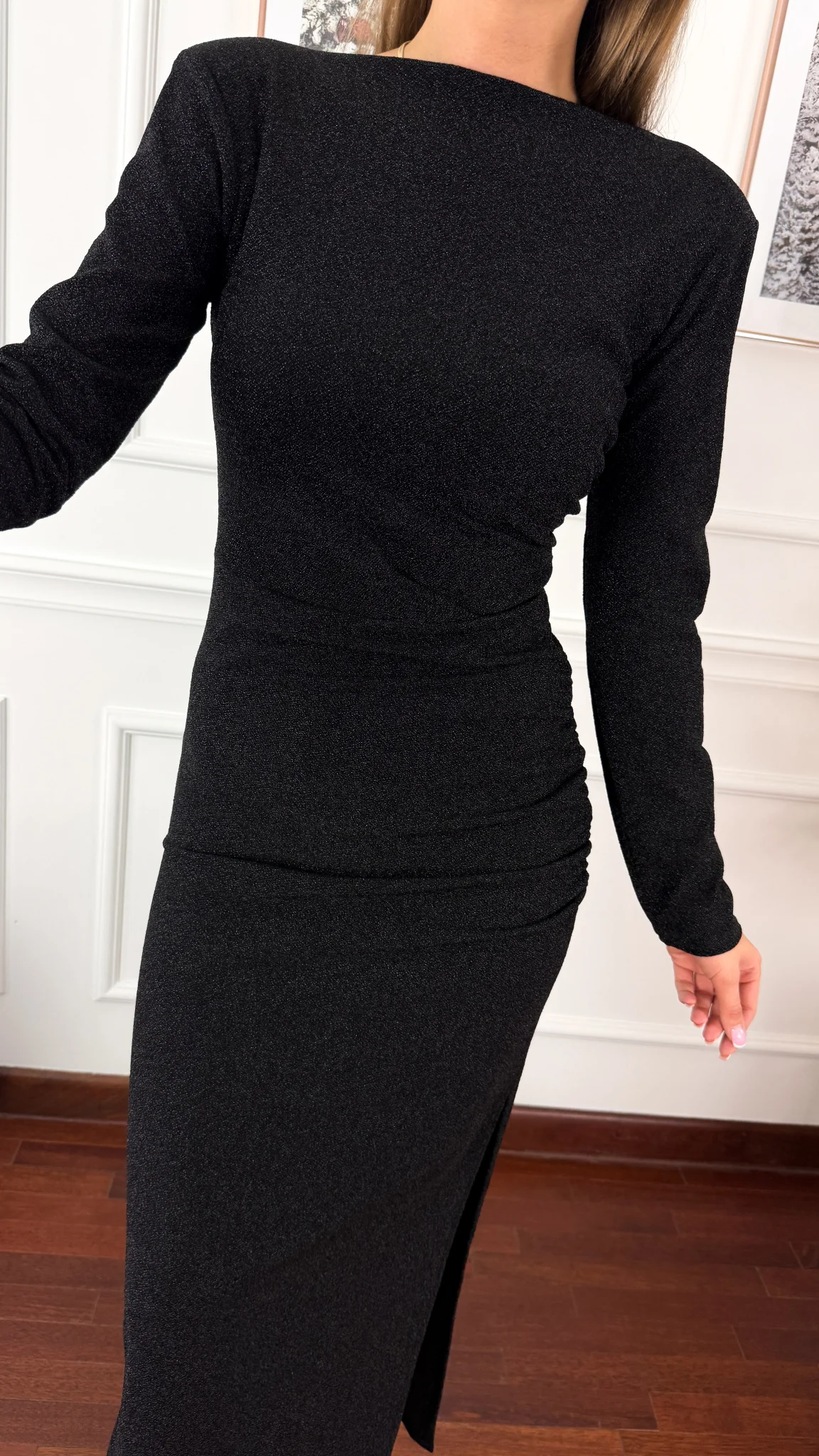 Połyskująca sukienka maxi Hope czarna