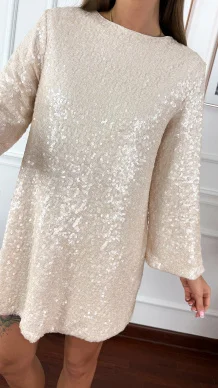 Cekinowa sukienka Belle ecru