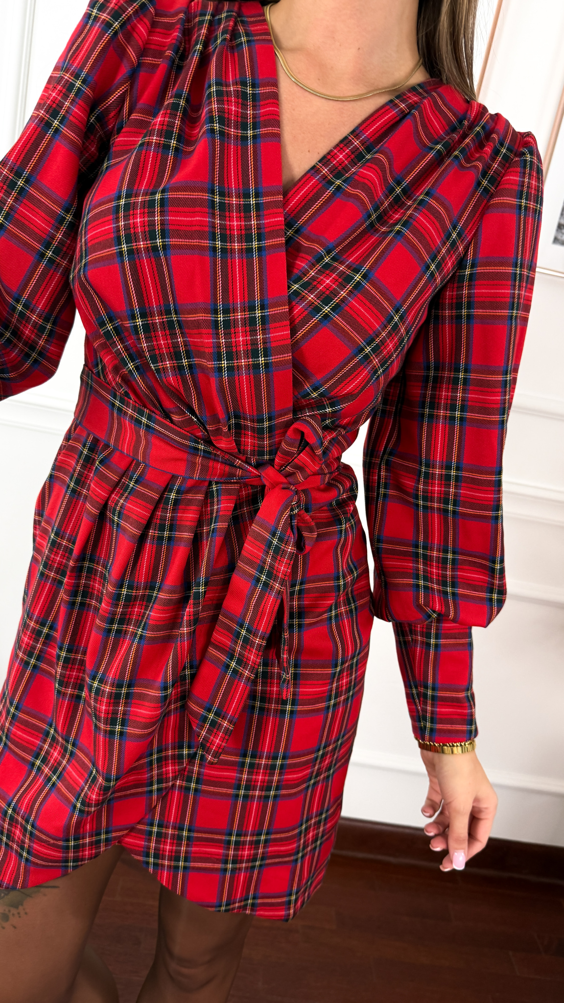 Wiskozowa sukienka Armen czerwona krata