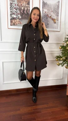 Wiskozowa sukienka Aura czekoladowa