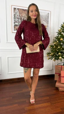 Cekinowa sukienka Julia bordowa