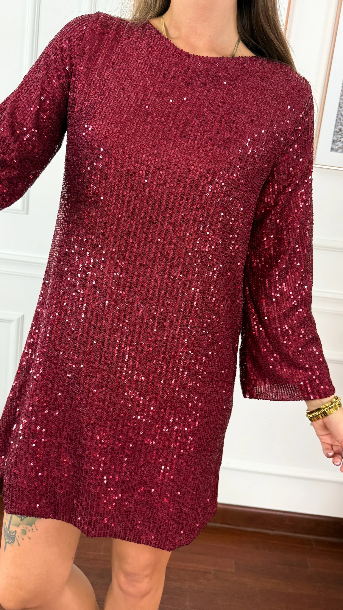 Cekinowa sukienka Julia bordowa