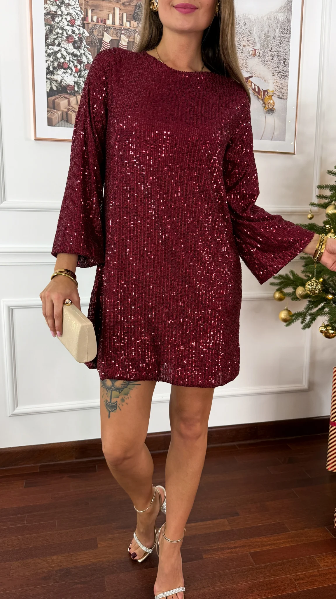 Cekinowa sukienka Julia bordowa