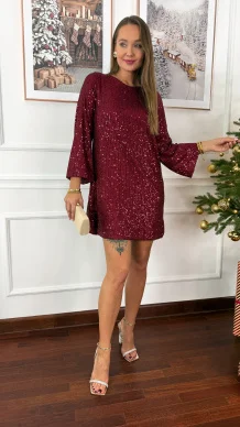 Cekinowa sukienka Julia bordowa