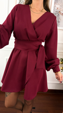 Wiskozowa przekładana sukienka Mivra bordowa