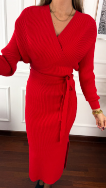 Prążkowana sukienka Alice czerwona