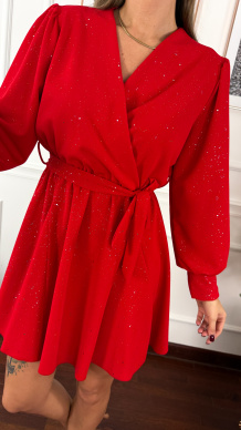 Wiskozowa sukienka Brenna czerwona