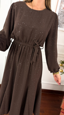 Połyskująca sukienka Orisa czekoladowa