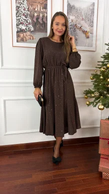 Połyskująca sukienka Orisa czekoladowa