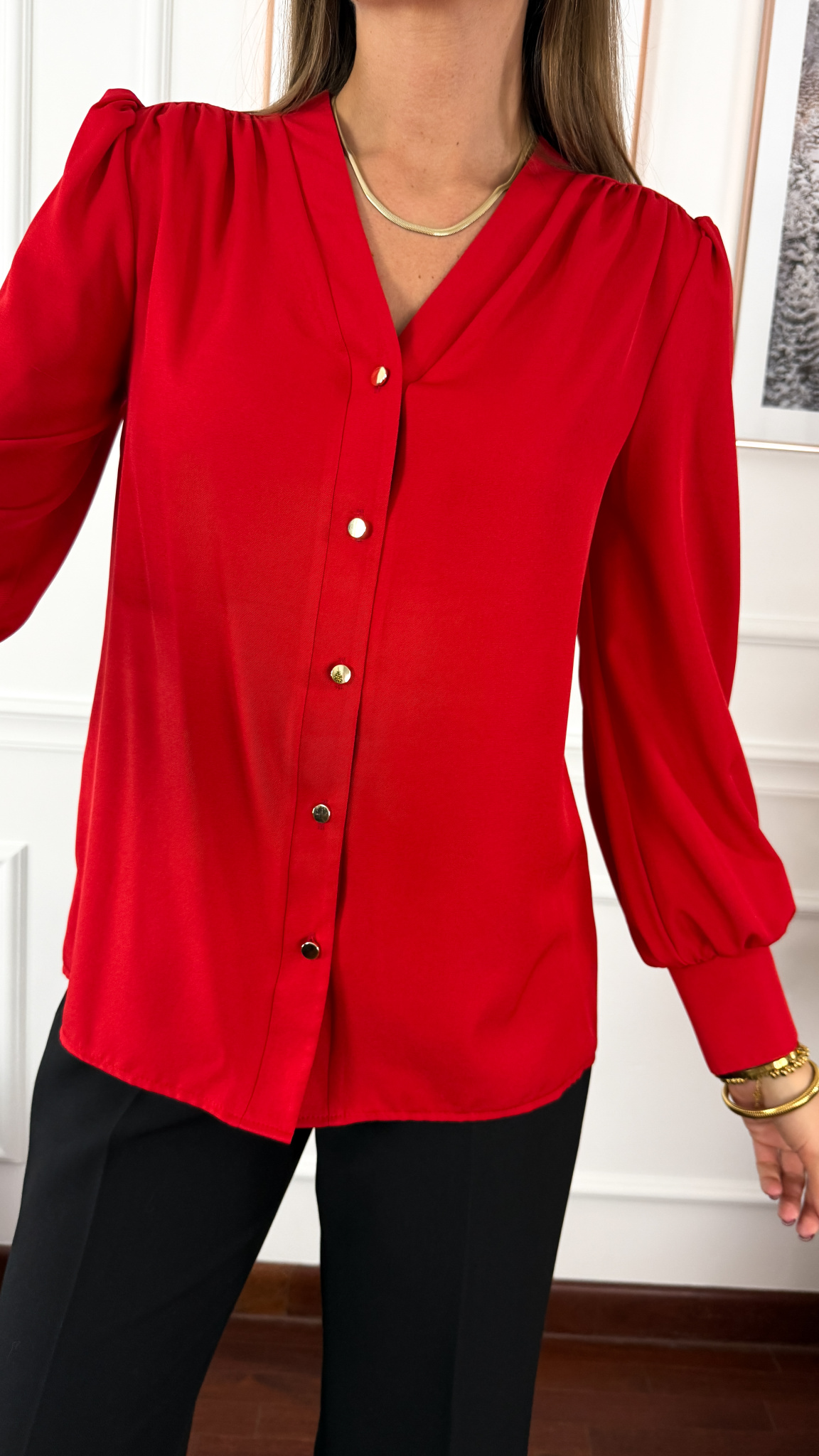 Koszula z wiskozą Gloria czerwona