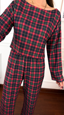 Bawełniana piżamka Santa w kratkę