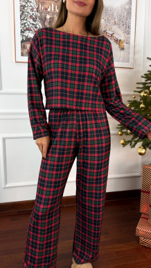 Bawełniana piżamka Santa w kratkę