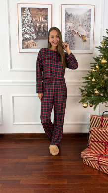 Bawełniana piżamka Santa w kratkę