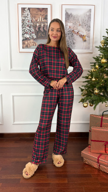 Bawełniana piżamka Santa w kratkę