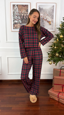 Bawełniana piżamka Santa w kratkę