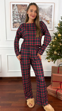 Bawełniana piżamka Santa w kratkę