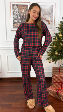 Bawełniana piżamka Santa w kratkę