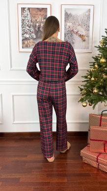 Bawełniana piżamka Santa w kratkę