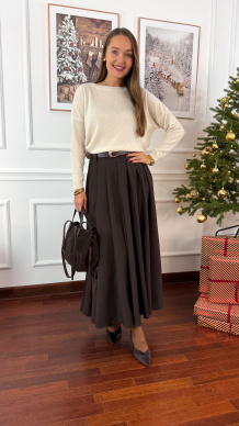 Wełniano-wiskozowy sweter Blanka beżowy