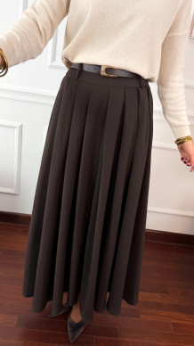 Wiskozowa spódnica maxi Tessa czekoladowa