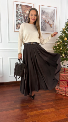 Wiskozowa spódnica maxi Tessa czekoladowa