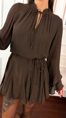 Sukienka z wiskozą Coco brązowa