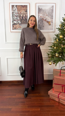 Wiskozowa spódnica maxi Tessa burgundowa