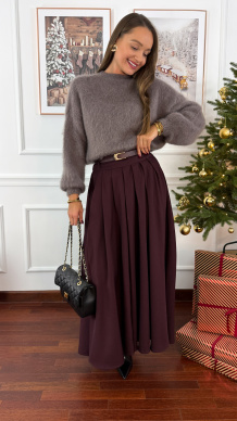 Wiskozowa spódnica maxi Tessa burgundowa