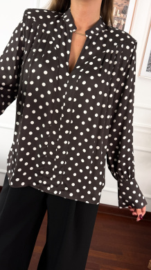 Wiskozowa koszula Aurelia czekoladowa grochy