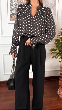 Wiskozowa koszula Aurelia czekoladowa grochy