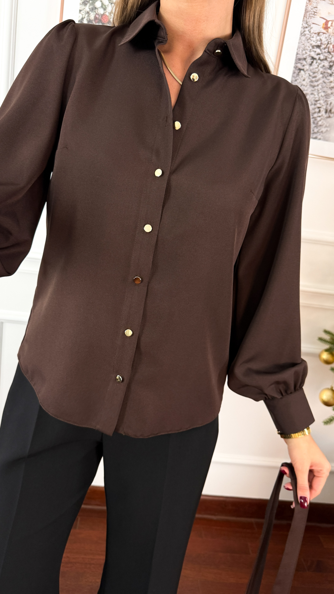 Koszula z wiskozą Eliza czekoladowa