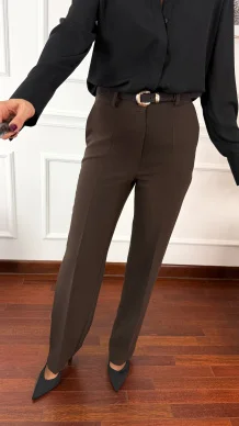 Wiskozowe spodnie Daren czekoladowe