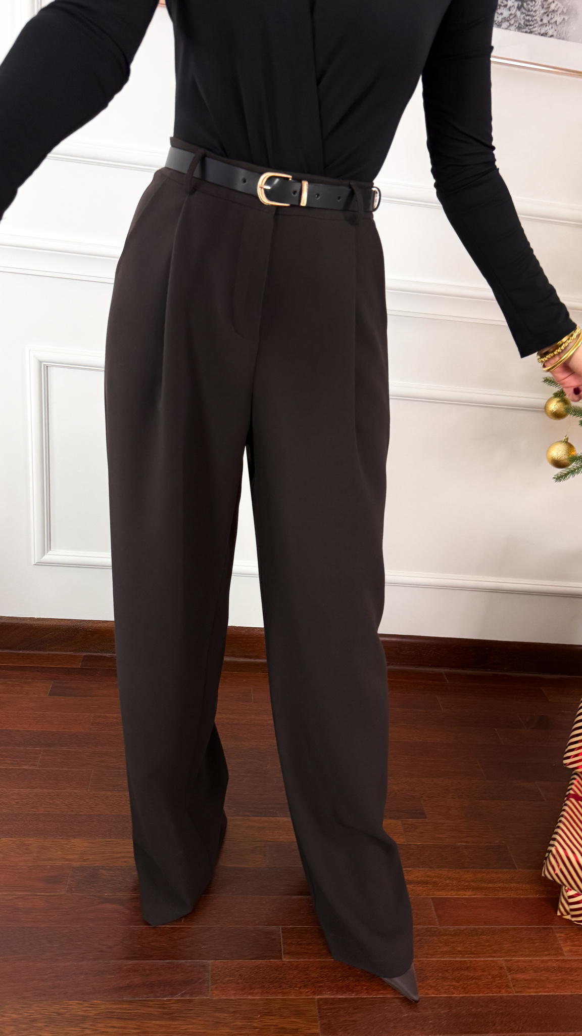 Wiskozowe szerokie spodnie Laurel czekoladowe