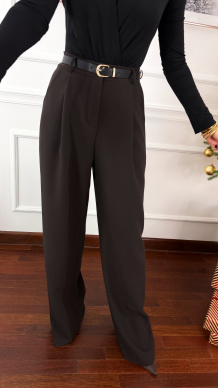 Wiskozowe szerokie spodnie Laurel czekoladowe