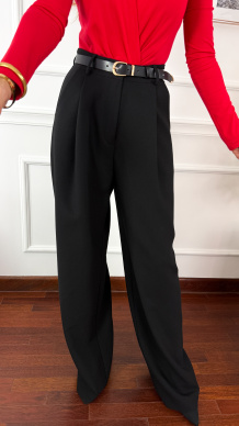 Wiskozowe szerokie spodnie Laurel czarne