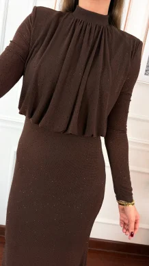 Cyrkoniowa sukienka Shine brązowa